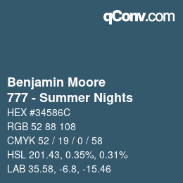 Farbcode: Benjamin Moore - 777 - Summer Nights | qconv.com
