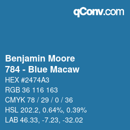Código de color: Benjamin Moore - 784 - Blue Macaw | qconv.com