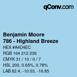 Color code: Benjamin Moore - 786 - Highland Breeze | qconv.com