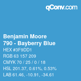 Código de color: Benjamin Moore - 790 - Bayberry Blue | qconv.com