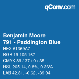 Code couleur: Benjamin Moore - 791 - Paddington Blue | qconv.com