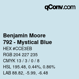 Código de color: Benjamin Moore - 792 - Mystical Blue | qconv.com