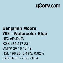 Color code: Benjamin Moore - 793 - Watercolor Blue | qconv.com