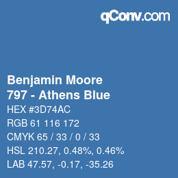 Color code: Benjamin Moore - 797 - Athens Blue | qconv.com