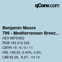 Color code: Benjamin Moore - 799 - Mediterranean Breeze | qconv.com