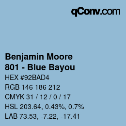 Color code: Benjamin Moore - 801 - Blue Bayou | qconv.com