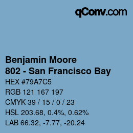 Code couleur: Benjamin Moore - 802 - San Francisco Bay | qconv.com