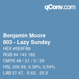 颜色代码: Benjamin Moore - 803 - Lazy Sunday | qconv.com