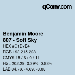 Color code: Benjamin Moore - 807 - Soft Sky | qconv.com