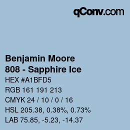 Code couleur: Benjamin Moore - 808 - Sapphire Ice | qconv.com