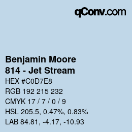 Código de color: Benjamin Moore - 814 - Jet Stream | qconv.com