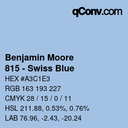 Código de color: Benjamin Moore - 815 - Swiss Blue | qconv.com