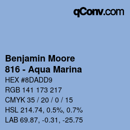 Color code: Benjamin Moore - 816 - Aqua Marina | qconv.com