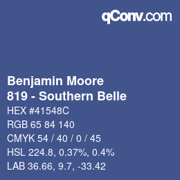 カラーコード: Benjamin Moore - 819 - Southern Belle | qconv.com