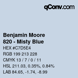 Código de color: Benjamin Moore - 820 - Misty Blue | qconv.com