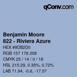 Color code: Benjamin Moore - 822 - Riviera Azure | qconv.com