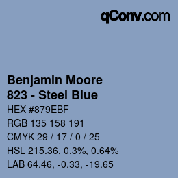 Color code: Benjamin Moore - 823 - Steel Blue | qconv.com