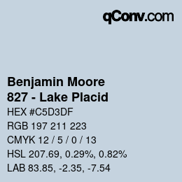 Código de color: Benjamin Moore - 827 - Lake Placid | qconv.com
