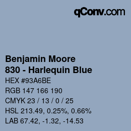 カラーコード: Benjamin Moore - 830 - Harlequin Blue | qconv.com