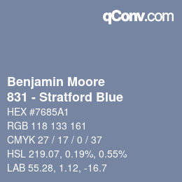 Farbcode: Benjamin Moore - 831 - Stratford Blue | qconv.com