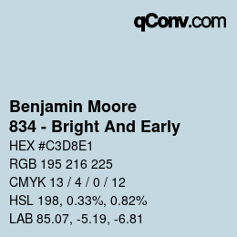 Color code: Benjamin Moore - 834 - Bright And Early | qconv.com