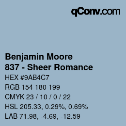 Color code: Benjamin Moore - 837 - Sheer Romance | qconv.com