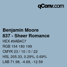 Código de color: Benjamin Moore - 837 - Sheer Romance | qconv.com