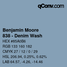 Color code: Benjamin Moore - 838 - Denim Wash | qconv.com