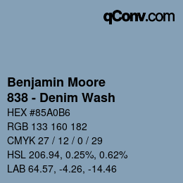 Code couleur: Benjamin Moore - 838 - Denim Wash | qconv.com