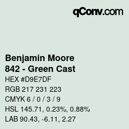 Color code: Benjamin Moore - 842 - Green Cast | qconv.com