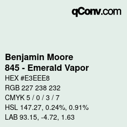 Código de color: Benjamin Moore - 845 - Emerald Vapor | qconv.com