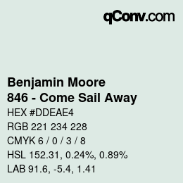 カラーコード: Benjamin Moore - 846 - Come Sail Away | qconv.com