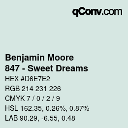 Código de color: Benjamin Moore - 847 - Sweet Dreams | qconv.com