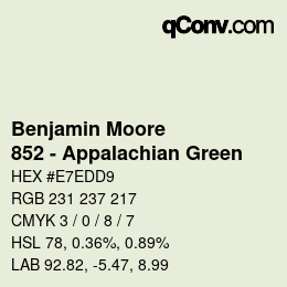 Color code: Benjamin Moore - 852 - Appalachian Green | qconv.com