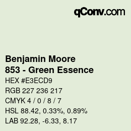 Code couleur: Benjamin Moore - 853 - Green Essence | qconv.com