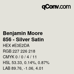 Código de color: Benjamin Moore - 856 - Silver Satin | qconv.com