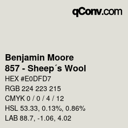 Código de color: Benjamin Moore - 857 - Sheep´s Wool | qconv.com