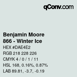 Código de color: Benjamin Moore - 866 - Winter Ice | qconv.com