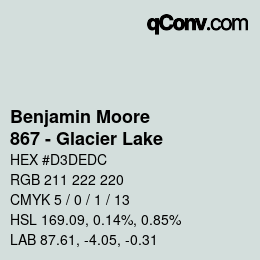 Código de color: Benjamin Moore - 867 - Glacier Lake | qconv.com