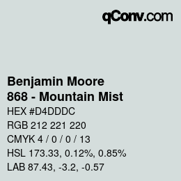 Color code: Benjamin Moore - 868 - Mountain Mist | qconv.com