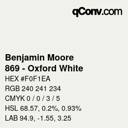 Code couleur: Benjamin Moore - 869 - Oxford White | qconv.com