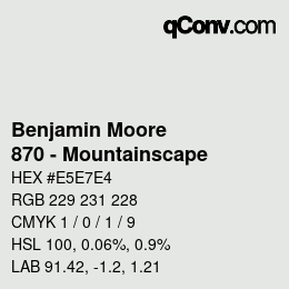 Código de color: Benjamin Moore - 870 - Mountainscape | qconv.com