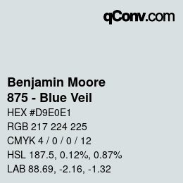Código de color: Benjamin Moore - 875 - Blue Veil | qconv.com
