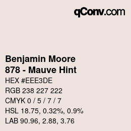 颜色代码: Benjamin Moore - 878 - Mauve Hint | qconv.com