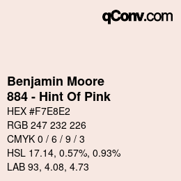 Farbcode: Benjamin Moore - 884 - Hint Of Pink | qconv.com