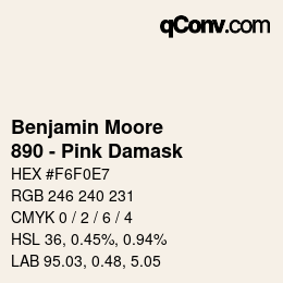 Color code: Benjamin Moore - 890 - Pink Damask | qconv.com