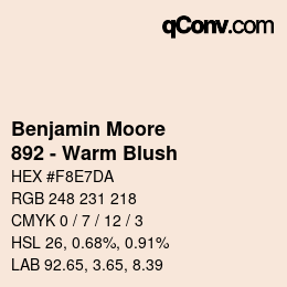 Code couleur: Benjamin Moore - 892 - Warm Blush | qconv.com