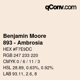 Código de color: Benjamin Moore - 893 - Ambrosia | qconv.com