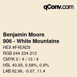 カラーコード: Benjamin Moore - 906 - White Mountains | qconv.com