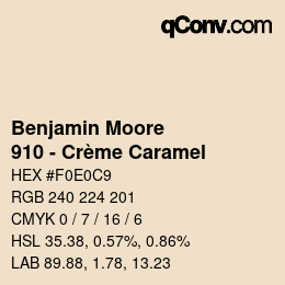 Color code: Benjamin Moore - 910 - Crème Caramel | qconv.com